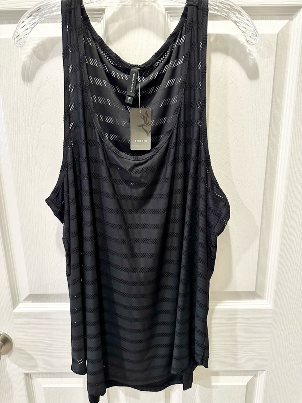 Torrid 1X Active Black Shadow Stripe Sheer Tank Top